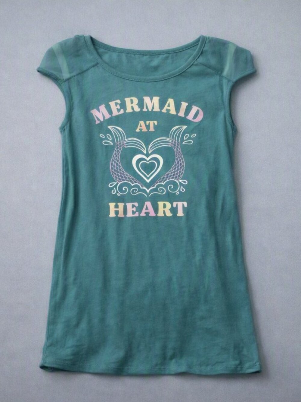 Girl's Teal "Mermaid at Hear"t Shirt Dress